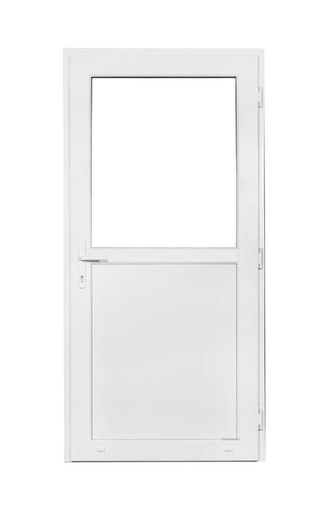 PVC Deur 1/2 glas Basic b85xh185 cm wit L, Doe-het-zelf en Bouw, Deuren en Vliegenramen, Nieuw, Glas, Kunststof, Metaal, Buitendeur