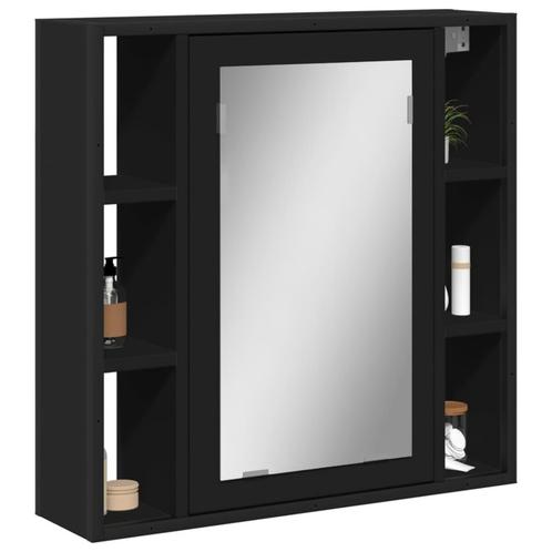 vidaXL Badkamerspiegelkast 60x16x60 cm bewerkt hout zwart, Huis en Inrichting, Tafels | Kaptafels, Nieuw, Verzenden