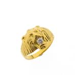 18 Krt. Gouden ring met leeuwenkop | Zirconia (unisex ring), Ophalen of Verzenden