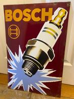 Rare Bosch Spark Plug Large Enamel Advertising Sign Garage, Antiquités & Art