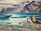 Ernesto Giacobbi (1891-1964) - Marina con pescatori - NO, Antiek en Kunst, Kunst | Schilderijen | Klassiek