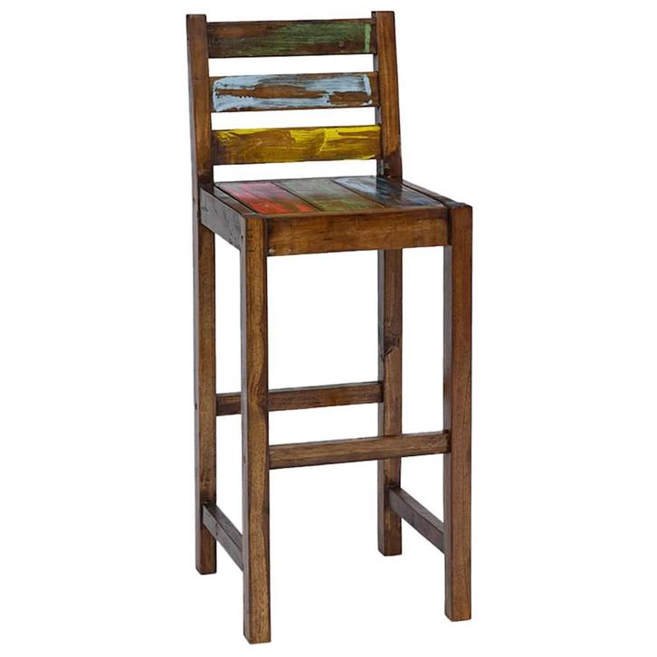 vidaXL Barkrukken 2 st massief gerecycled hout, Huis en Inrichting, Barkrukken, Nieuw, Verzenden