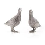 Pair of grouse birds - Beeldje - 925 zilver