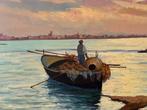 École italienne (XX) - Paesaggio con Pescatori al lavoro, Antiek en Kunst
