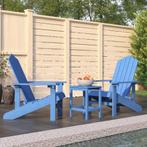 vidaXL Chaises de jardin Adirondack avec table PEHD Bleu, Verzenden