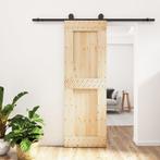 vidaXL Schuifdeur met beslag 70x210 cm massief grenenhout, Doe-het-zelf en Bouw, Deuren en Vliegenramen, Verzenden, Nieuw