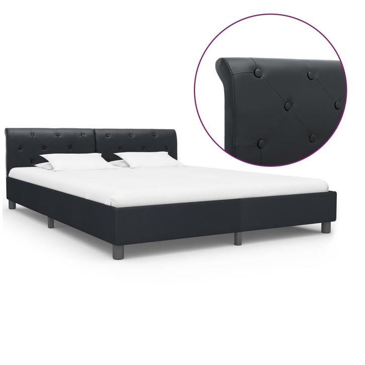 vidaXL Bedframe kunstleer zwart 180x200 cm, Huis en Inrichting, Slaapkamer | Bedden, Nieuw, Verzenden