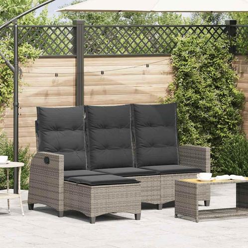 vidaXL Verstelbare tuinbank met kussens L-vormig poly rattan, Tuin en Terras, Tuinsets en Loungesets, Nieuw, Verzenden