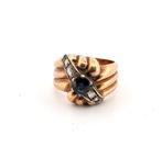 Bague - 18 carats Or jaune Saphir - Diamant, Nieuw