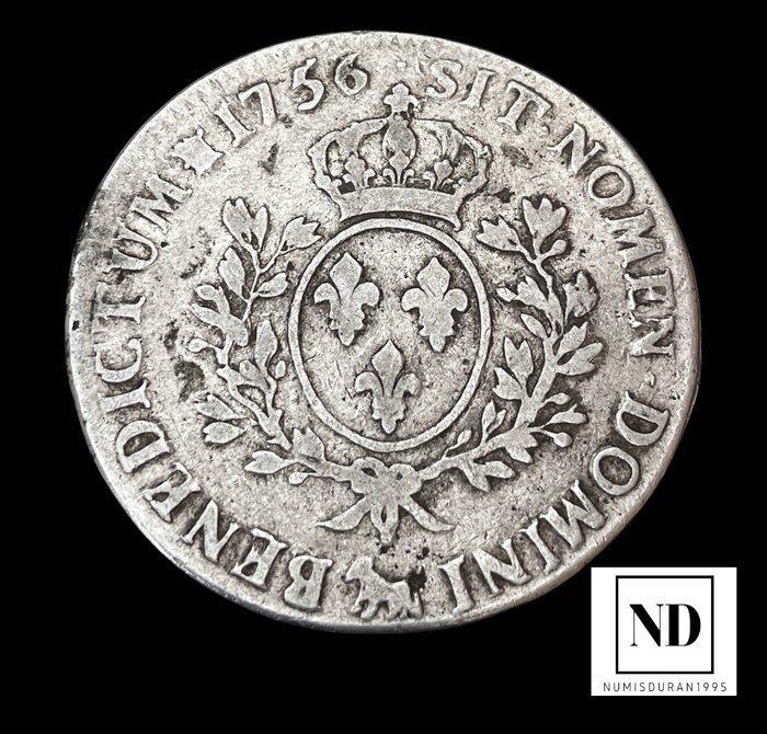 Frankrijk. Louis XV (1715-1774). Ecu 1756 - Pau, Postzegels en Munten, Munten | Europa | Niet-Euromunten