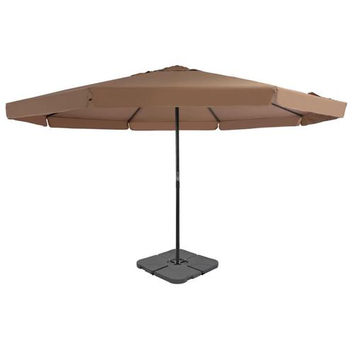 vidaXL Parasol avec base portable Taupe, Jardin & Terrasse, Parasols, Neuf, Envoi