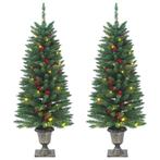 vidaXL Kunstkerstbomen 2 st 100 LEDs 120 cm groen, Verzenden, Nieuw