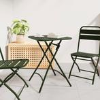 vidaXL Donkergroene Opvouwbare Tuintafel 55x55x73 cm - Staal, Tuin en Terras, Verzenden, Nieuw
