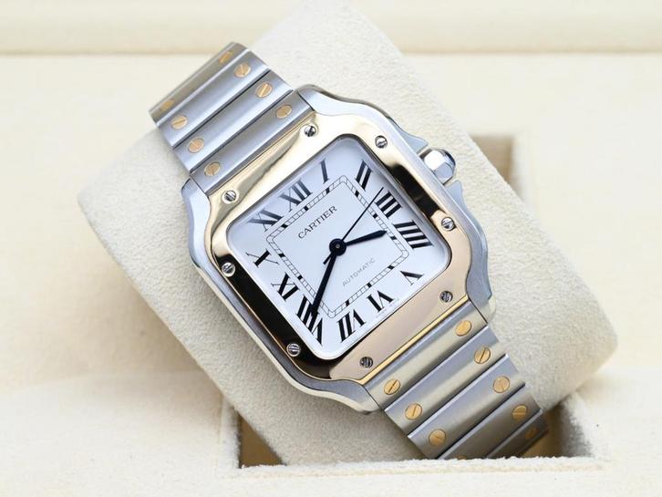 Cartier Santos Ref. W2SA0007 Year 2020 (Full Set), Handtassen en Accessoires, Horloges | Heren, Goud, Zo goed als nieuw, Goud