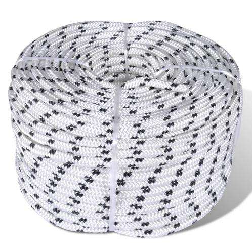 vidaXL Boottouw gevlochten 8 mm 250 m polyester wit, Doe-het-zelf en Bouw, IJzerwaren en Bevestigingsmiddelen, Nieuw, Verzenden