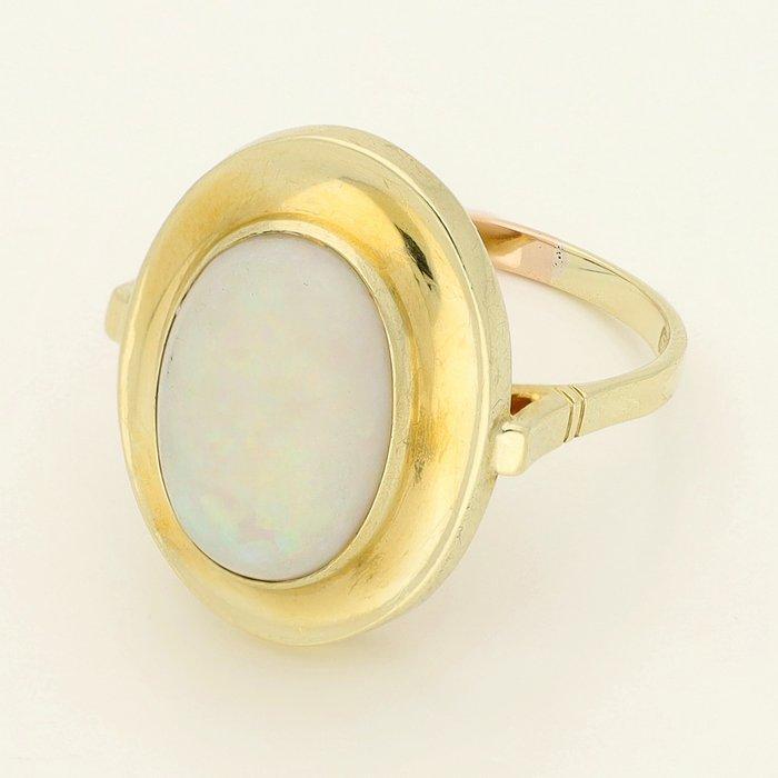 Ring - 18 karaat Geel goud Opaal, Handtassen en Accessoires, Ringen
