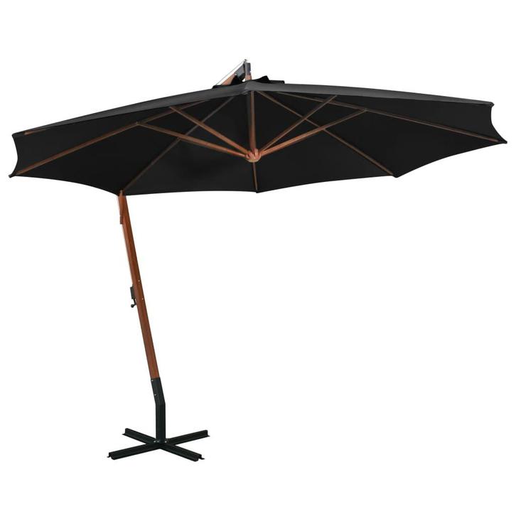 vidaXL Zweefparasol met paal 3,5x2,9 m massief vurenhout, Tuin en Terras, Parasols, Nieuw, Verzenden