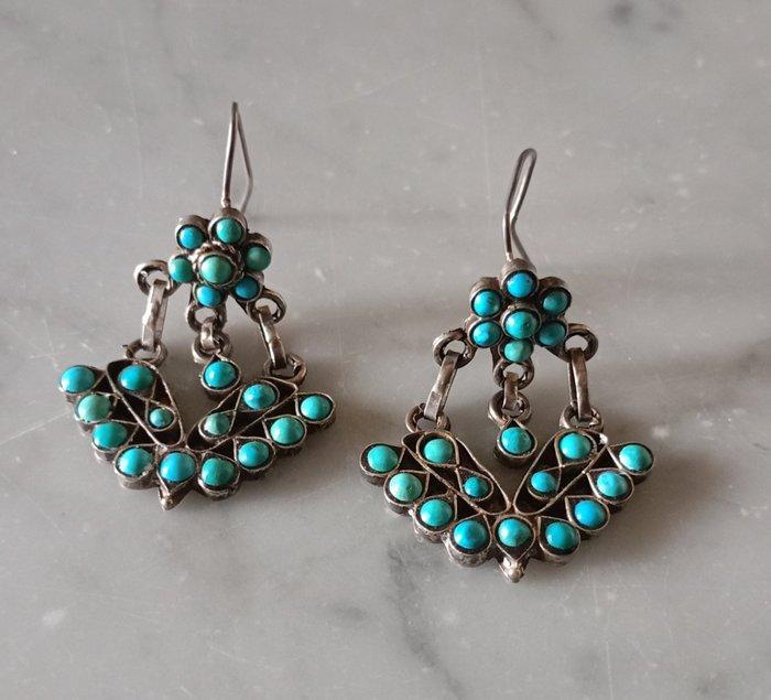 Turquoise - Zilver - Hangoorbellen - Argento 925, Antiek en Kunst, Kunst | Niet-Westerse kunst