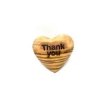 Set van 5 hartjes met gravure BEDANKT gemaakt van olijfhout