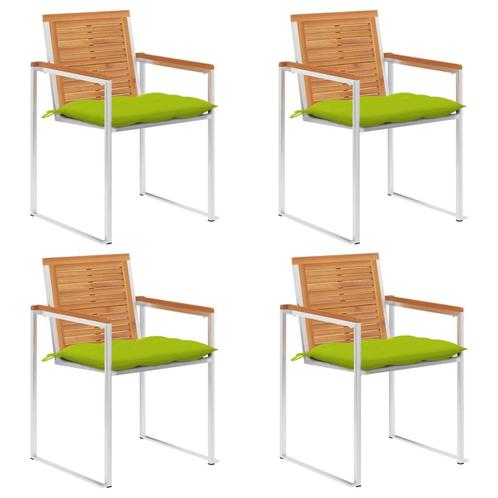 vidaXL Tuinstoelen 4 st met kussens massief acaciahout, Tuin en Terras, Tuinstoelen, Nieuw, Verzenden