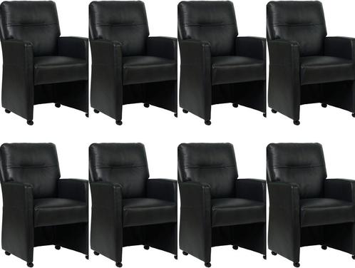 Zwarte leren landelijke eetkamerfauteuil - Granada leer, Huis en Inrichting, Stoelen, Overige kleuren, Nieuw, Leer, Ophalen of Verzenden
