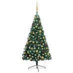 vidaXL Kunstkerstboom met verlichting en kerstballen half, Verzenden