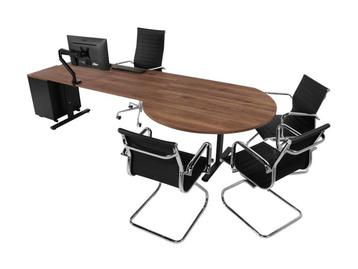 Directie bureau met vergaderdruppel 274x80 cm- Ø120 cm,