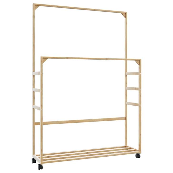 vidaXL Kledingrek met schappen en wielen 90x35x155 cm bamboe, Huis en Inrichting, Kasten | Kleerkasten, Nieuw, Verzenden