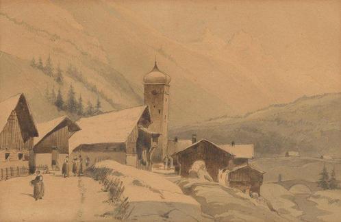 École européenne (XX) - Winter in de Alpen, Antiek en Kunst, Kunst | Schilderijen | Klassiek