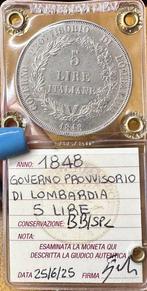 Tijdelijke regering van Lombardije. 5 Lire 1848