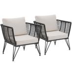 tectake Loungestoelen set Sundo in touwdesign - Set van 2, Tuin en Terras, Verzenden, Nieuw