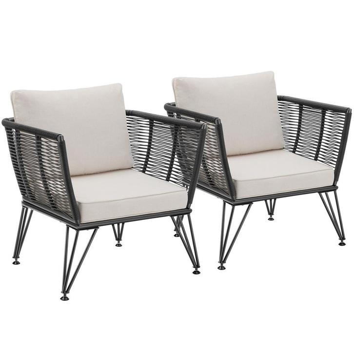 tectake Loungestoelen set Sundo in touwdesign - Set van 2, Tuin en Terras, Tuinsets en Loungesets, Verzenden