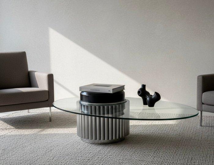 Salontafel - Uitkragend ontwerp met buisvormige basis,, Antiek en Kunst, Kunst | Designobjecten