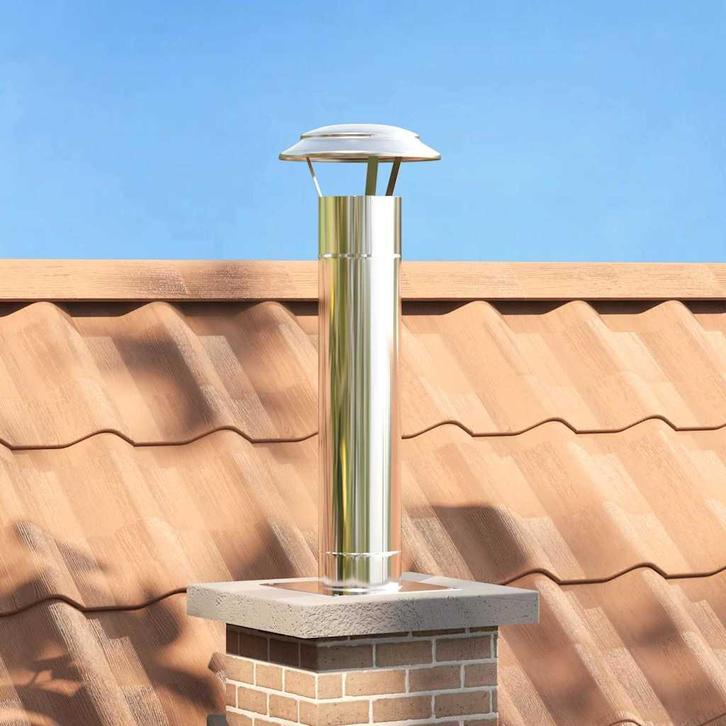 vidaXL Schouw Verlengstuk Zilver 25 x 25 x 82 cm Roestvrij, Huis en Inrichting, Kachels, Nieuw, Verzenden