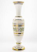 Large-sized Bohemian Hand- Painted Enameled Glass Vase 1950,, Antiek en Kunst, Antiek | Glaswerk en Kristal