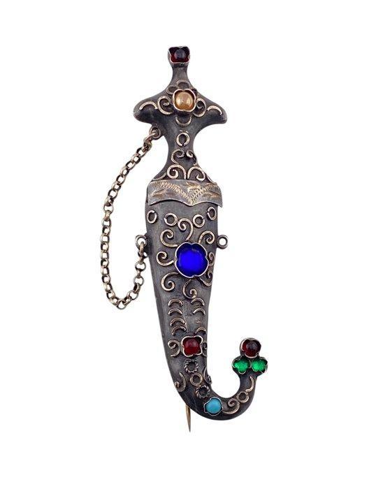Zilver - Broche - Ottomaanse dolk, Antiek en Kunst, Kunst | Niet-Westerse kunst