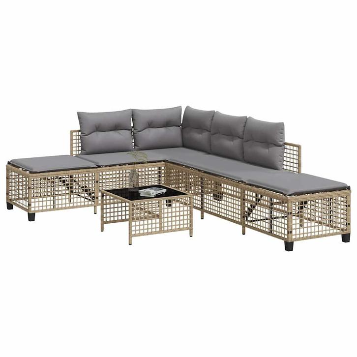 vidaXL 3-delige Loungeset met kussens poly rattan gemengd, Tuin en Terras, Tuinsets en Loungesets, Nieuw, Verzenden