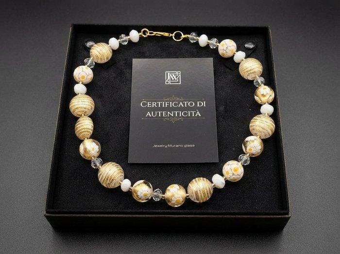 24 carats - verre de Murano, Or jaune - Collier - collier, Antiek en Kunst, Antiek | Glaswerk en Kristal