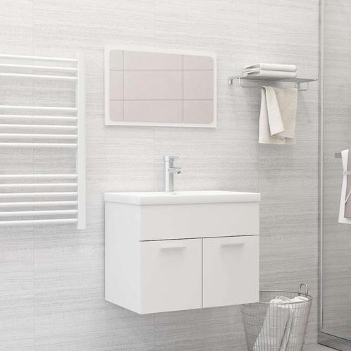 vidaXL 2-delige Badkamermeubelset bewerkt hout wit, Huis en Inrichting, Badkamer | Badkamermeubels, Nieuw, Verzenden