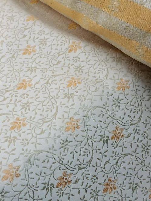 Textile - 400 cm - 140 cm - Jacquard floral luxueux, Antiek en Kunst, Antiek | Tapijten, Tafelkleden en Textiel