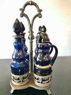 Set of 4 cobalt spice jars - Olie-en-azijnstelletje - Glas,, Antiek en Kunst