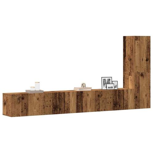 vidaXL 3-delig Tv-meubelset wandmontage bewerkt hout oud, Huis en Inrichting, Kasten |Televisiemeubels, Nieuw, Verzenden