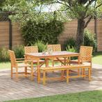 vidaXL Tuin Eettafel Set 6 pcs Bruin 150 x 90 x 74 cm, Tuin en Terras, Tuintafels, Verzenden, Nieuw