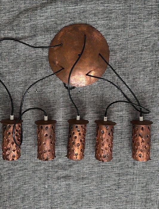 Plafondlamp - Koper - Brutalist Koper Hanglamp, Antiek en Kunst, Antiek | Verlichting