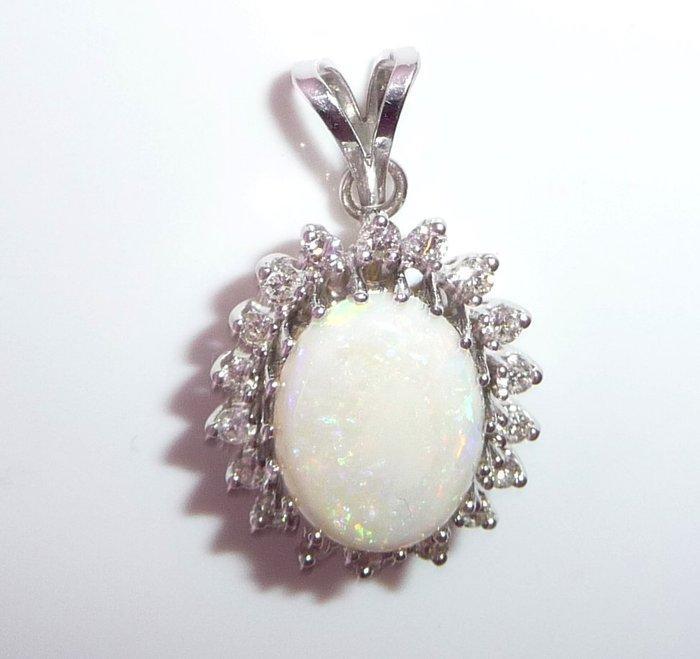 Pendentif - 14 carats Or blanc - 4.54ct. tw. Opale - Diamant, Bijoux, Sacs & Beauté, Bijoux anciens