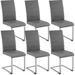 tectake Swingstoelen, kunstleer - grijs, Set van 6, Verzenden, Nieuw