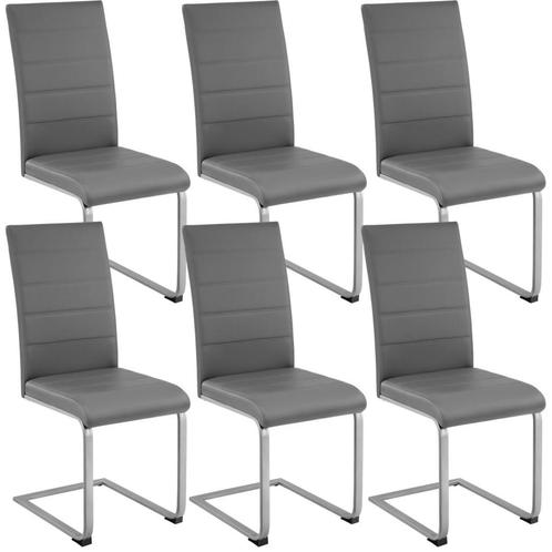 tectake Swingstoelen, kunstleer - grijs, Set van 6, Huis en Inrichting, Stoelen, Verzenden