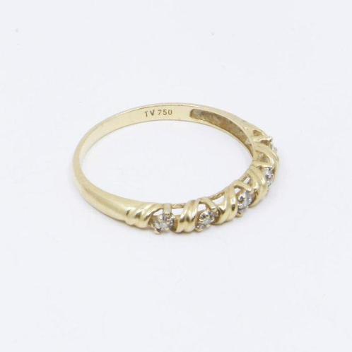 Ring - 18 karaat Geel goud - 0.07ct. tw. Diamant, Handtassen en Accessoires, Ringen
