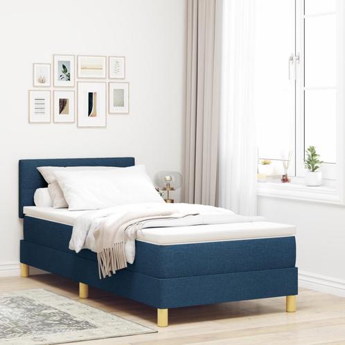 vidaXL Boxspringbed met matras & LED blauw 90x200 cm stof, Huis en Inrichting, Slaapkamer | Bedden, Nieuw, Verzenden