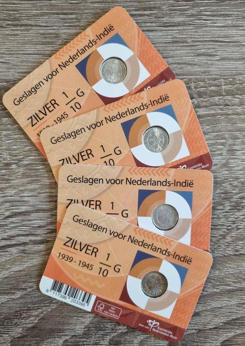Nederland. 2025 4x Coincard 1/10de gulden Ned. Indie jaar, Postzegels en Munten, Munten | Nederland